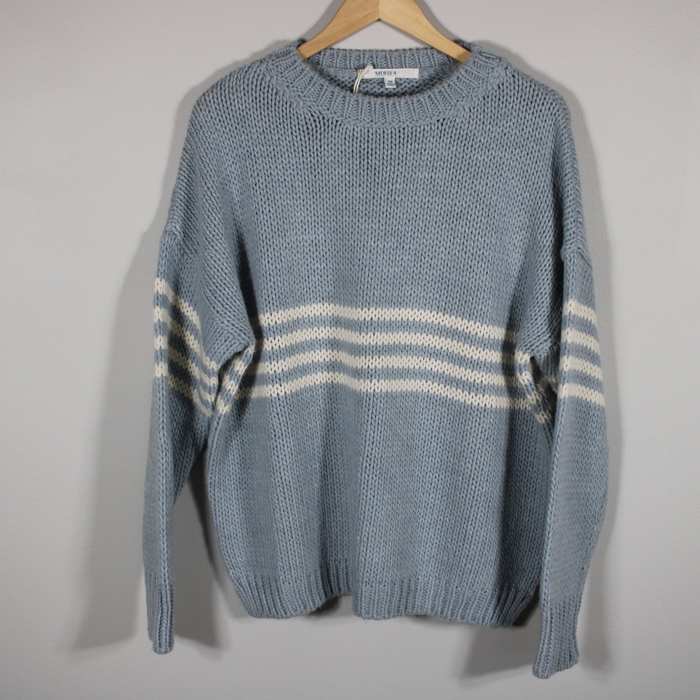 Mersea Seacoast Stripe Sweater Blue White OS